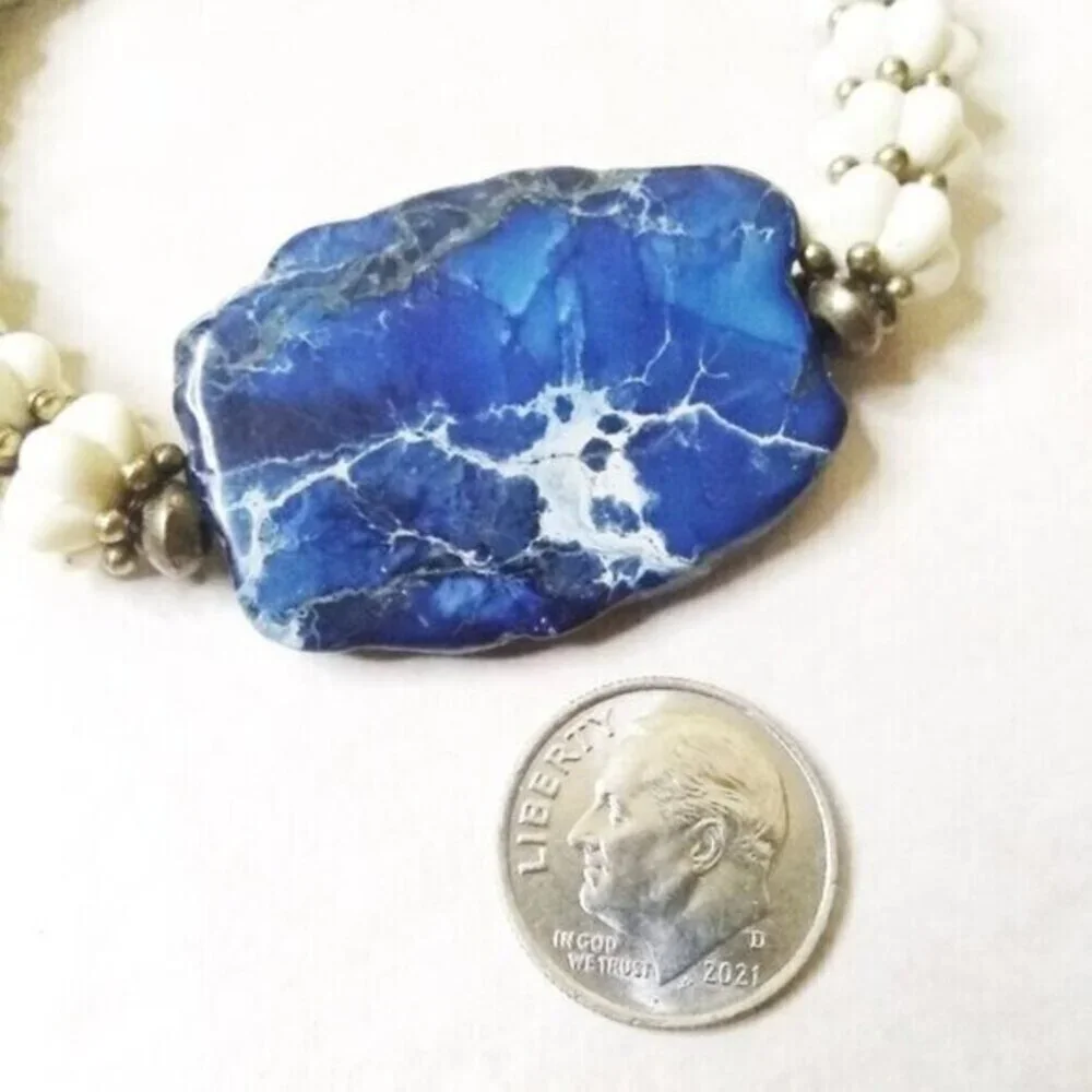 Gorgeous + Unique Statement Bracelet! Big, Bold & Chunky! Sea Sediment Jasper